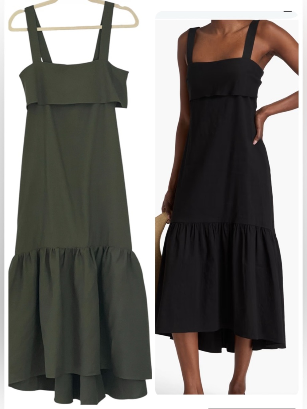 Theory Olive Linen Blend Midi Dress Size M